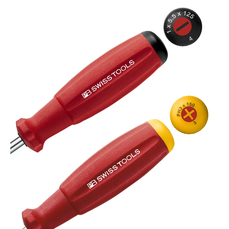 PB SWISS Screwdrivers for Phillips and Slotted Screws with Convex Handle Back Multifunctional Screwdriver Repair Tools 8100 8190