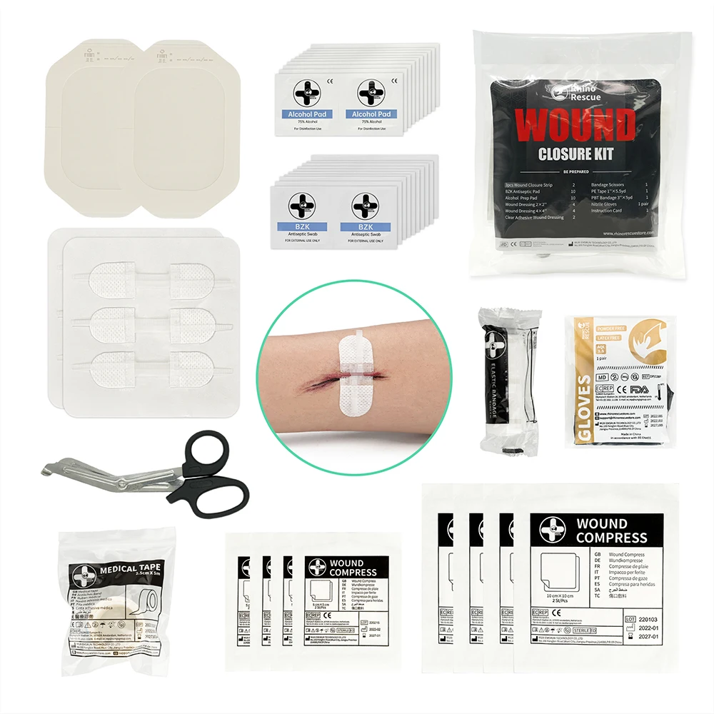 

RHINO RESCUE Zip Stitch 6pcs with Wound Dresssings, Wound Closure Strips, Zipstitch Laceration Closure Kit for Cut Care Band-aid