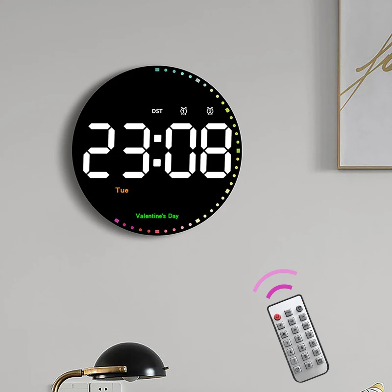 

Wall Clock Led Digital Large Silent Electronic Creativity Jump Second Clock Home Decoration For Living Room Dazzling Color