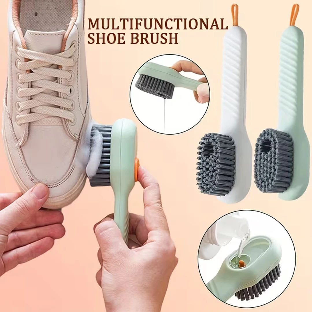 Multifunction Cleaning Shoe Brush Soft Automatic Liquid Shoe Brush Long Handle Clothes Soap Brush With Hook Clean Tool
