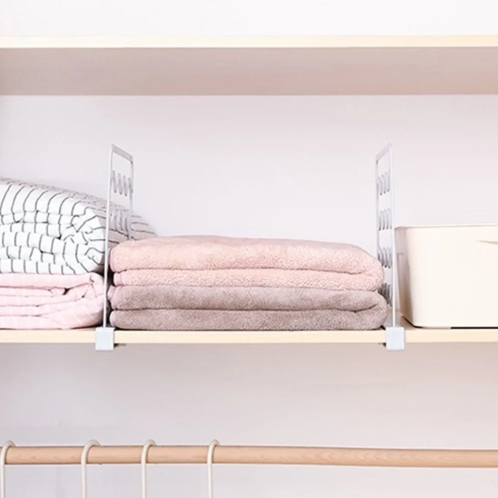 4Pcs Adjustable Shelf Dividers Multi-Purpose Durable Closet Organizer Easy Install Easy Slide Cabinet Drawer Divider Wardrobe