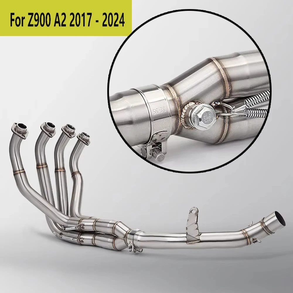 Motorrad Auspuff Escape Volle System Schalldämpfer universal 51mm Header Vorne Link Rohr Für Z900 A2 35KW 70KW Slip auf 2017-2024