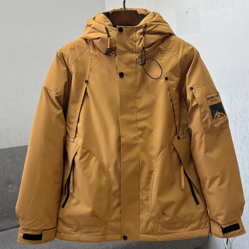 

Утепленное зимнее пальто для мужчин: ветрозащитное, водонепроницаемое, с высоким пушистым капюшоном, хлопковое, для работы, модное, городское, стильное, длинное