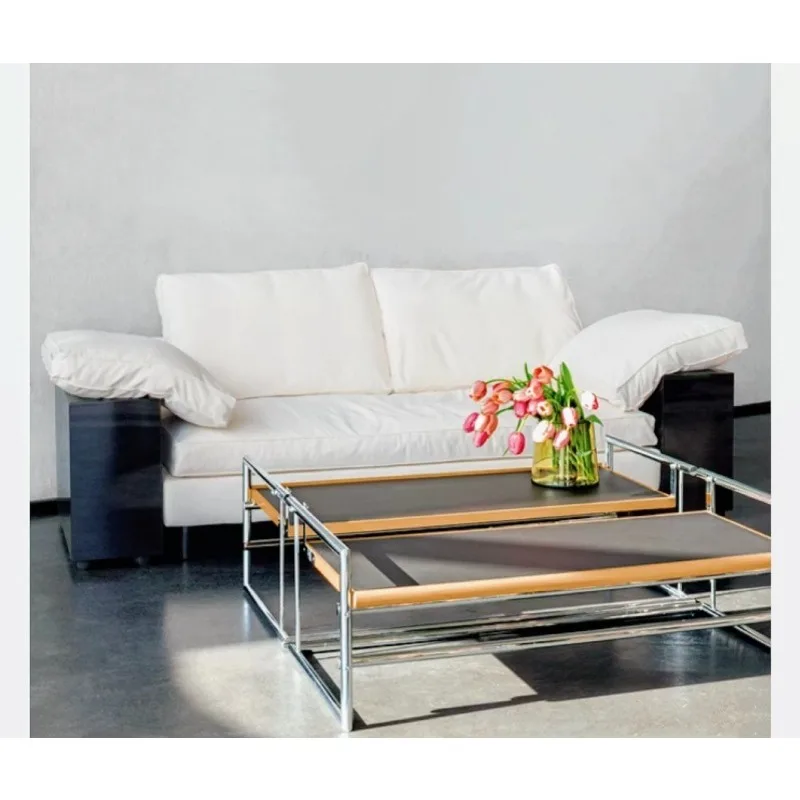 Three-person cloud sofa retro style cream living room B & B, sofa