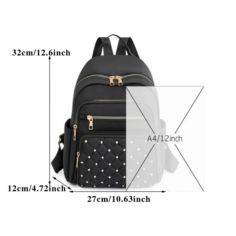 Rhombic lattice rivet Backpack Women Shoulder Small Backpack Multi-Function Ladies Phone Pouch Pack Ladies School Bags