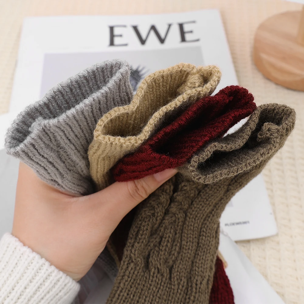 Warmer Women Long Fingerless Gloves Autumn Winter Mitten Wool Knitted Warm Arm Wrist Sleeve Thin Casual Soft Fingerless Gloves