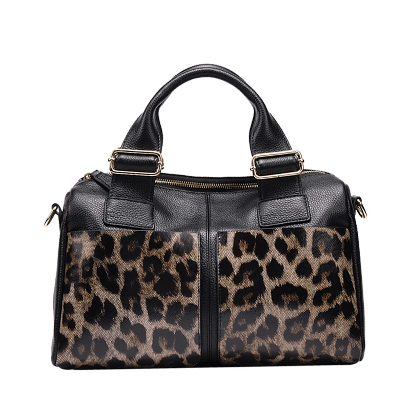 Large Women Tote Bag Leopard Print Soft Cowhide Leather Shoulder Bag Oversized Shopper Bag Casual Tote Handbag