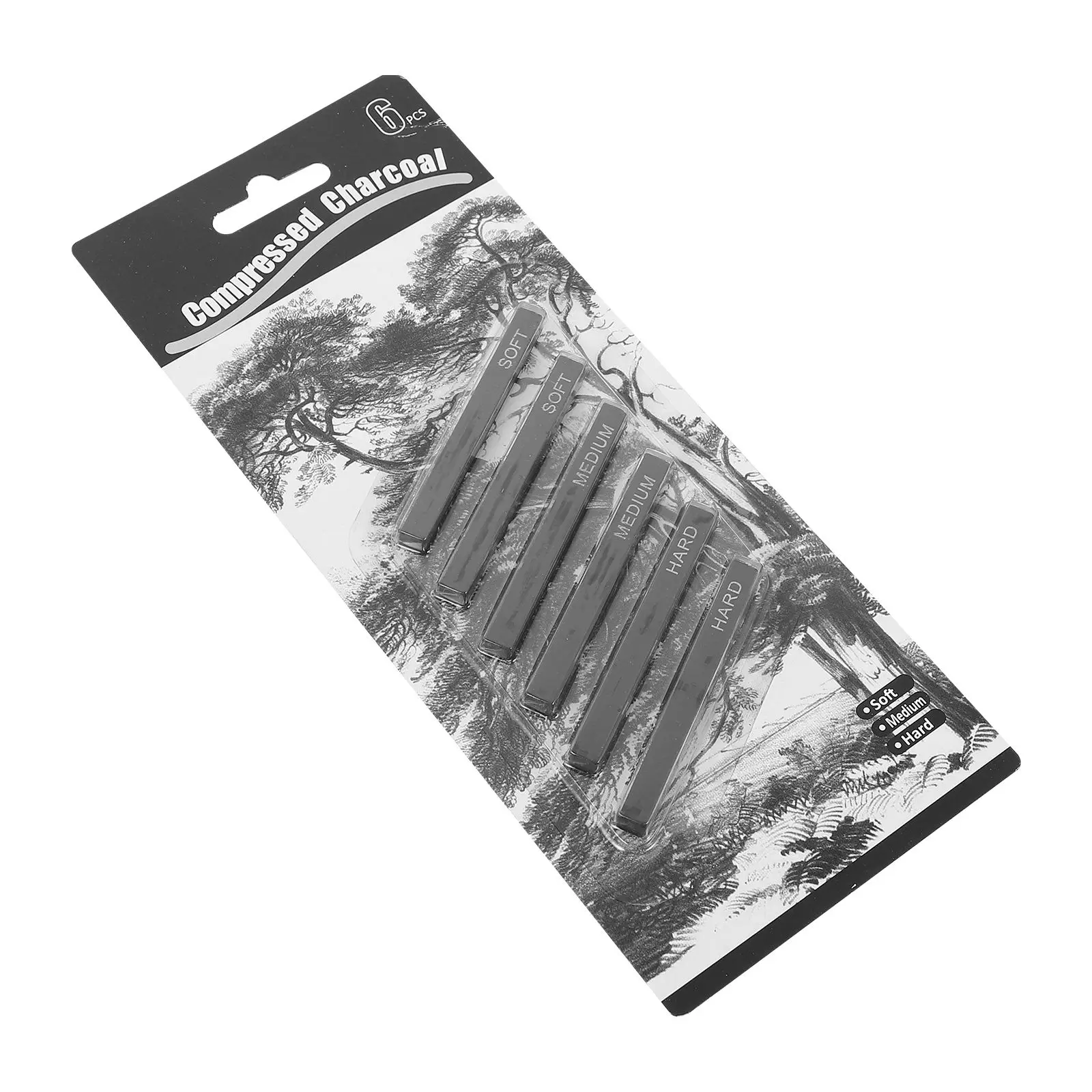 

6 Pcs Compressed Charcoal Sticks Set Soft Medium Hard Sketching Drawing Supplies Fine Grit Free Smooth Blending Beginner