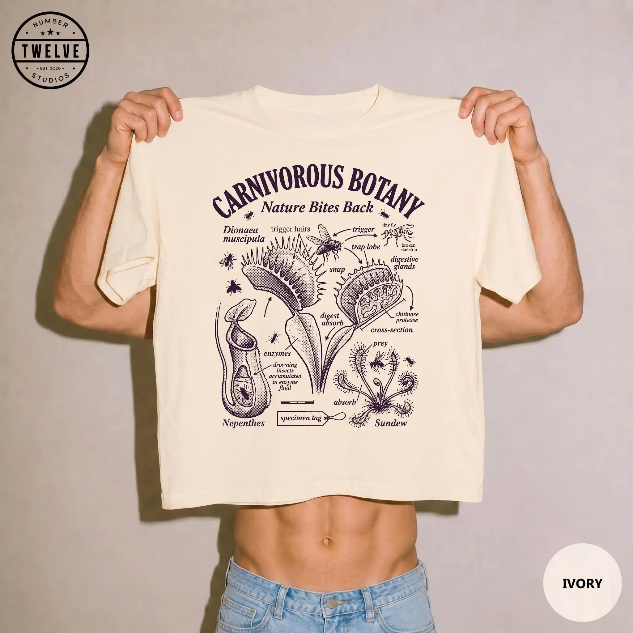 Carnivorous Botany Nature Bites Back Shirt, Science Teacher Tee, Botanical Gift, Plant Lover Gardener, Venus Flytrap T-shirt