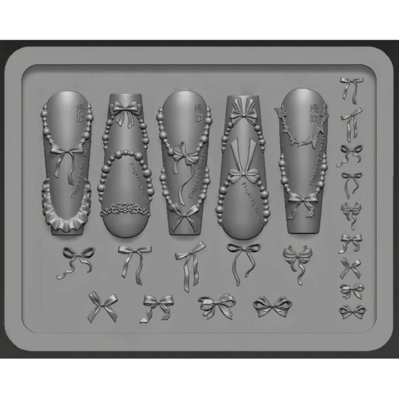 

1pc Butterfly Star Bead Chain Lace Bow 3D Acrylic Mold Nail Art Decoration Nails DIY Design Silicone Nail Template Nail Mold