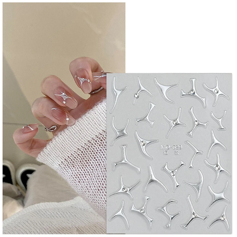 Onregelmatige bronzing lijnen Franse nail art stickers zilverachtige graffiti streep ontwerp zelfklevende stickers geometrie lijn sliders
