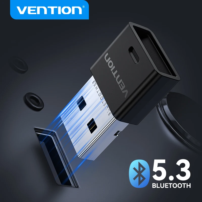 Vention-USB Bluetooth 5.3 Adaptador Dongle, PC Speaker, Mouse sem fio, Teclado, Receptor de Áudio de Música, Transmissor