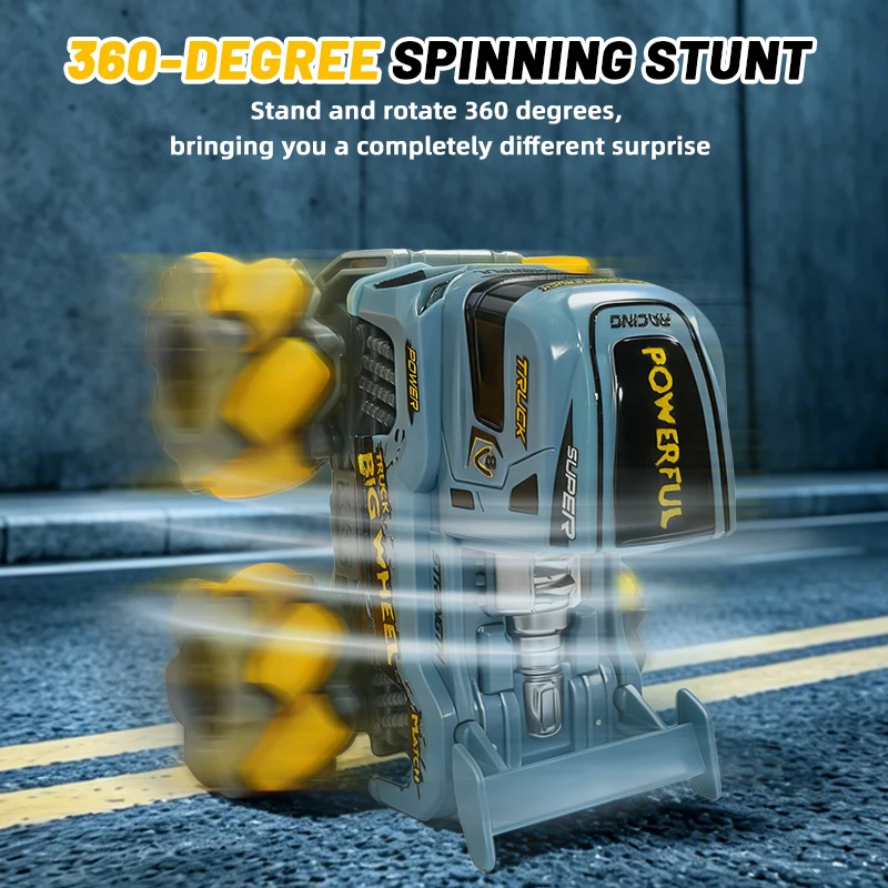 1/64 Mini Desktop Remote Control Flatbed Large Wheel Stunt Drift Truck with Light Racing Competition Holiday Birthday Gifts