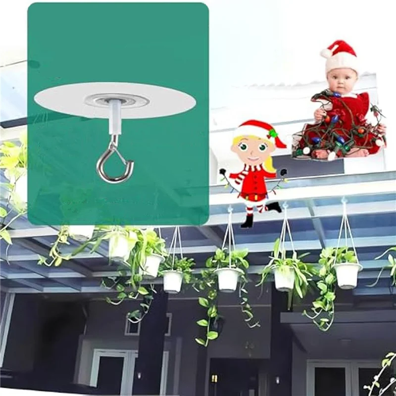 

Fresh 18Pcs Adhesive Ceiling Hooks For Popcorn Concrete Textured Ceiling Wall Surface, No Drilling Self Adhesive Ceiling Hooks