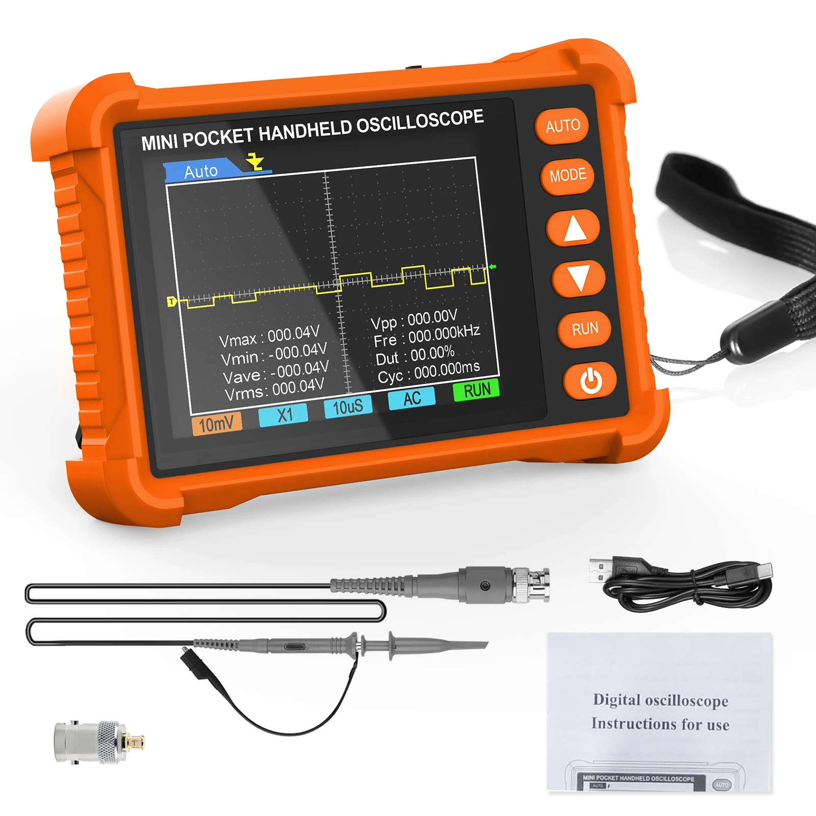 Handheld Oscilloscope, Digital Lab Oscilloscope Kit with 250KHz Bandwidth, 2.5MS/s High Sampling Rate, 2.8