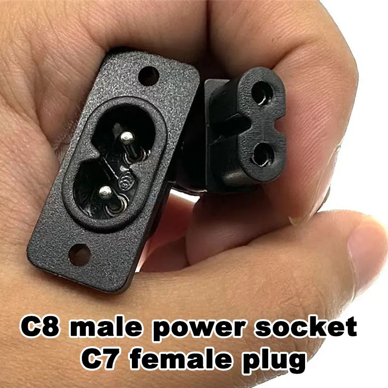 1Pcs C8 Male Power Socket C7 Female Plug Power Outlet Embedded Electric Connector 35mm*15mm AC 2.5A 5A 250V
