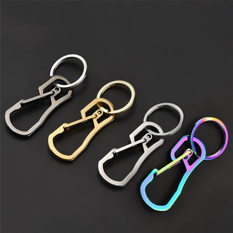 Titanium Heavy Duty Carabiner Keychain For Camping Hiking Traveling EDC Quick Release Hooks With Stainless Steel Key Ring