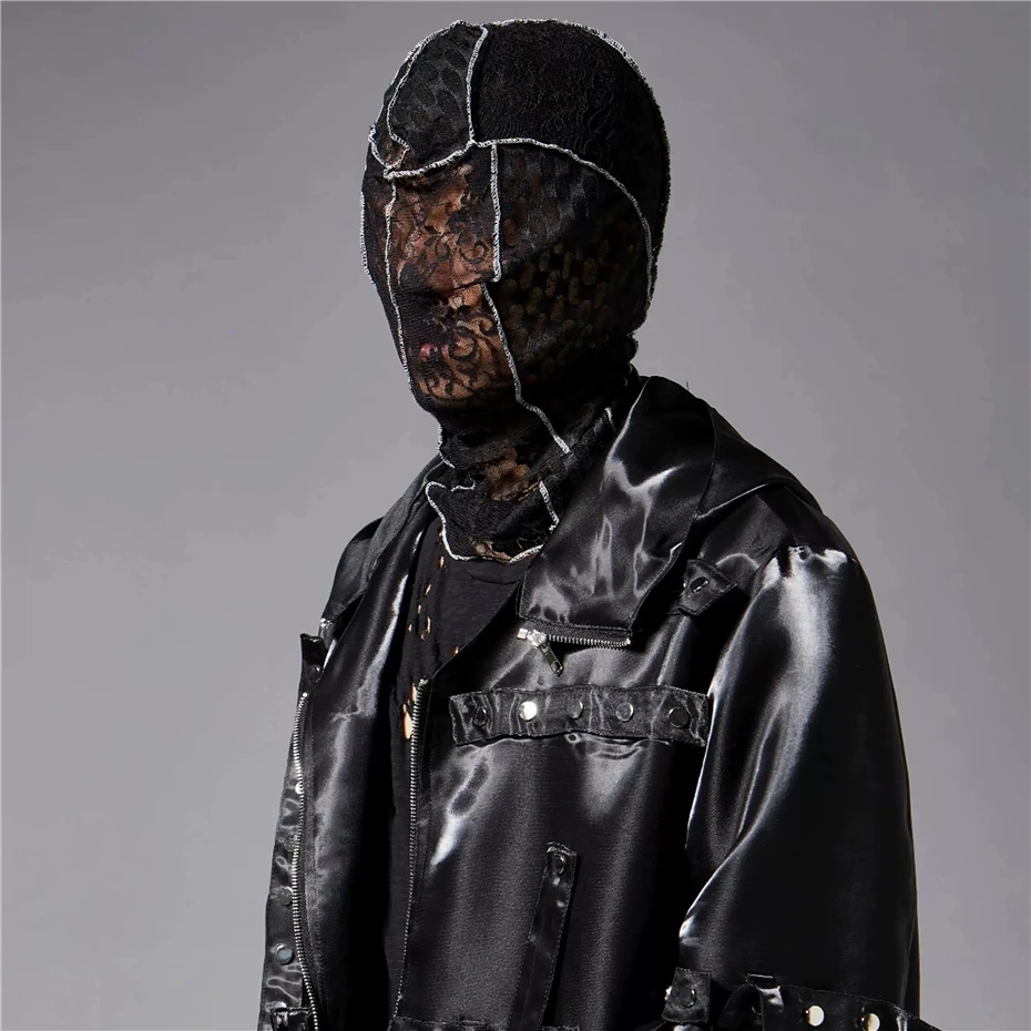 Men's Tide Cap Lace Original Design Dark Streetwear Dance Rap Hip Hop Walk Show Shooting Pioneer Versatile Hat Punk Mask