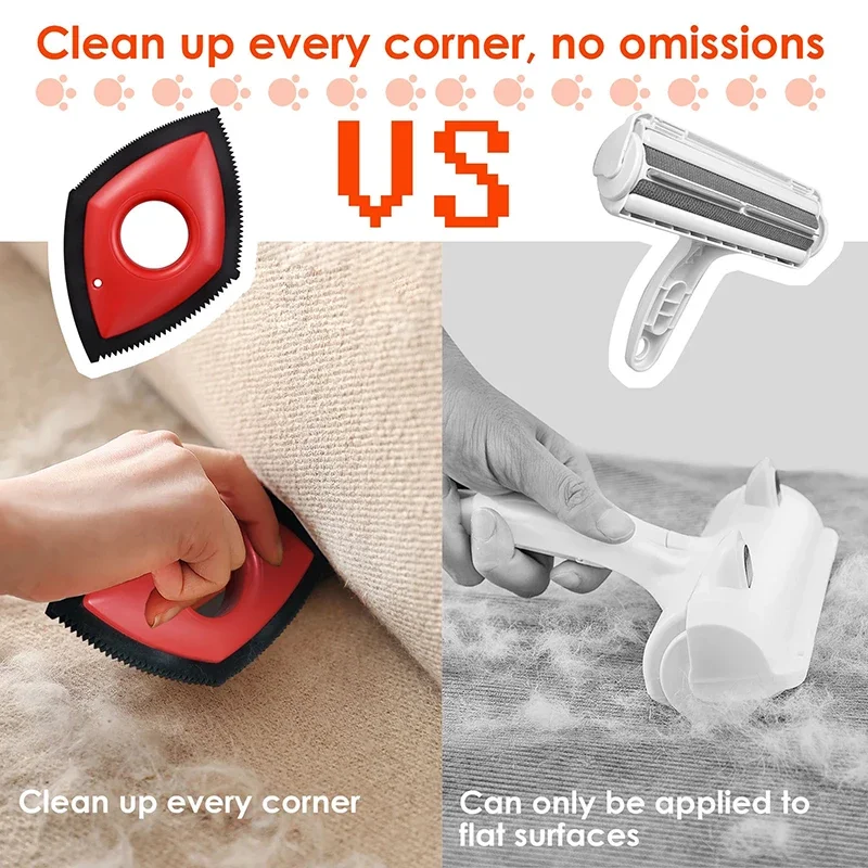 Pet Hair Remover Cat Fur Cleaning Device Carpet Sofa Car Detail Scraper Dog Lint Removal Silicone Dog Cat Fur Removal Brush Tool