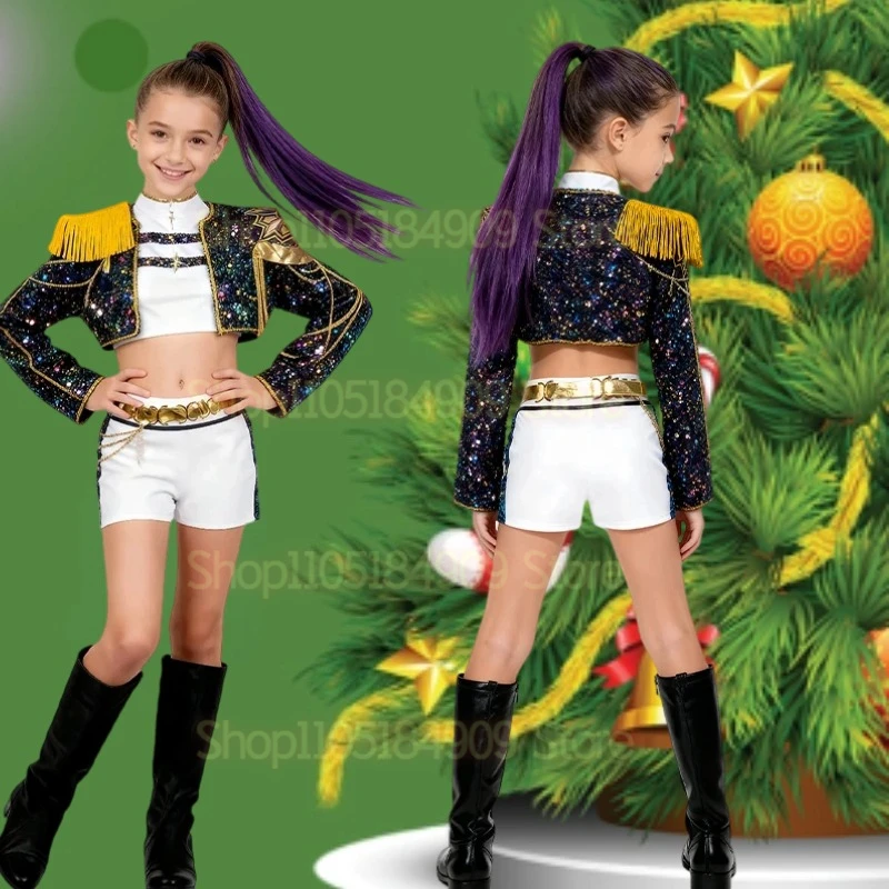 

Certified Original Movie Kpop Mira Cosplay Print Demon Hunters Zoey Rumi Cosplay Carnival Show Clothes Kids Girl Huntrix Set