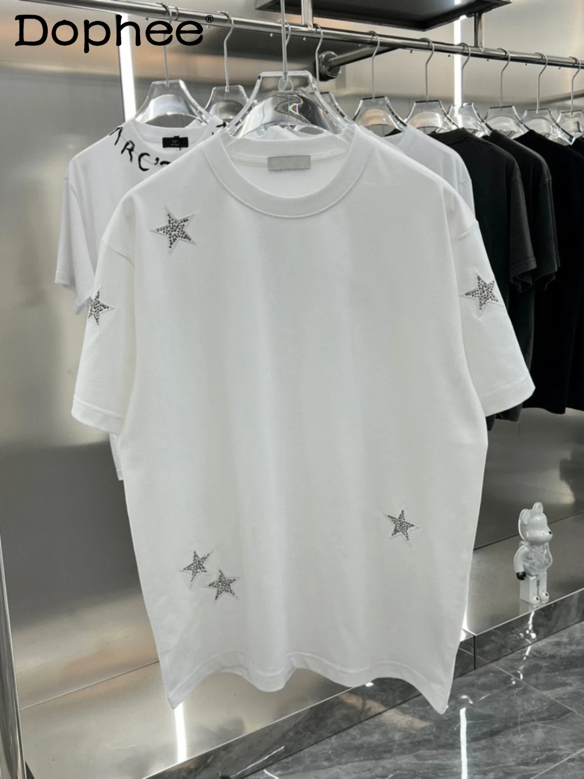

2025 Summer New Product Gypsy Hot Diamond Embroidery Short Sleeve Loose Round Neck Thin Skin-friendly Breathable T-shirt
