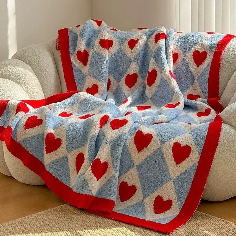 Dopamine Lovely Printed Nap Sofa Blanket Korean Soft Office Shawl for Four Seasons High Quality and Warmth Love Knee Blankets