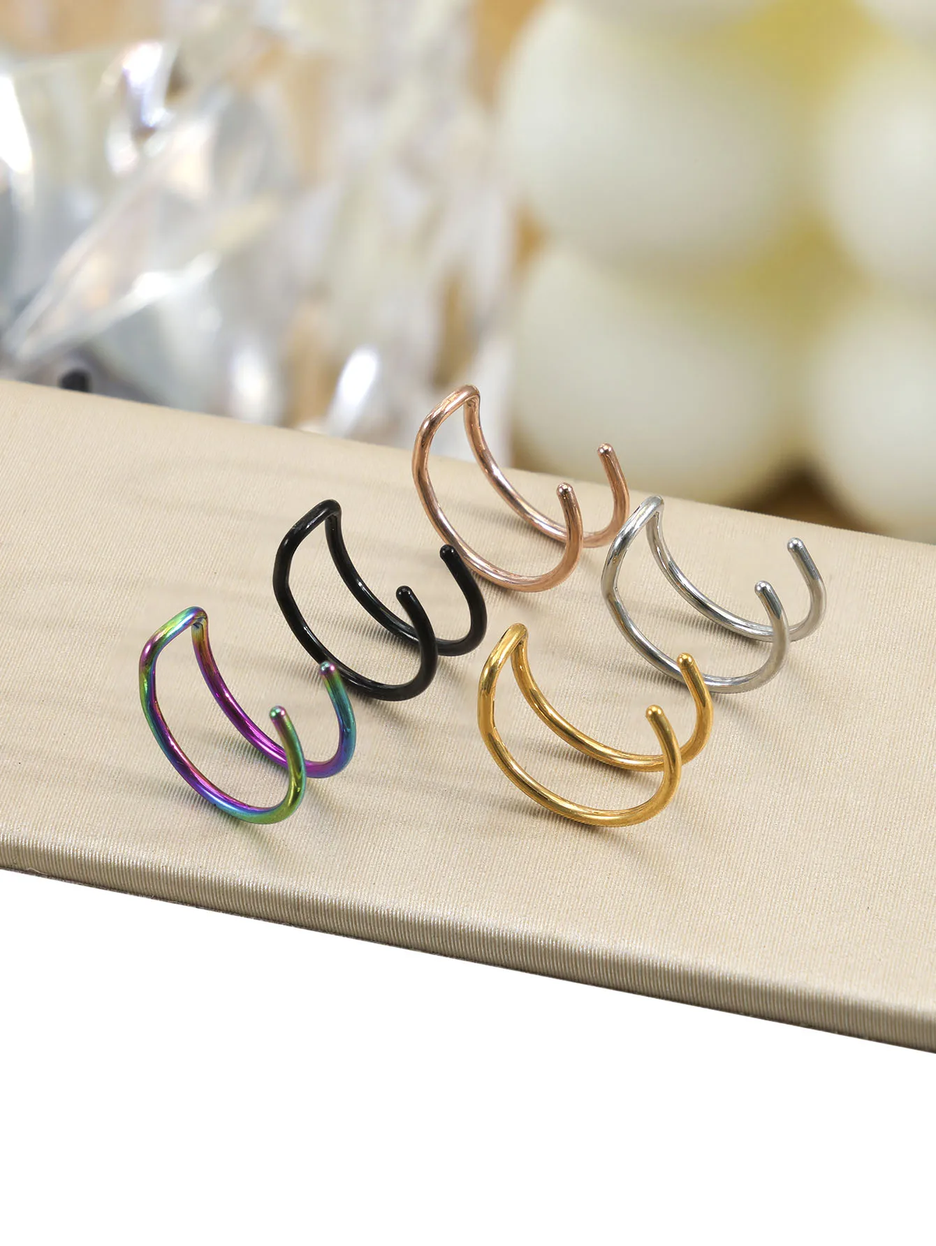 5Pcs Fake Piercing Clip Nose Ring ,Cuff Body Jewelry New Trend Ear Cuffs Clip Rings For Women Girl Gift Body Jewelry Nariz