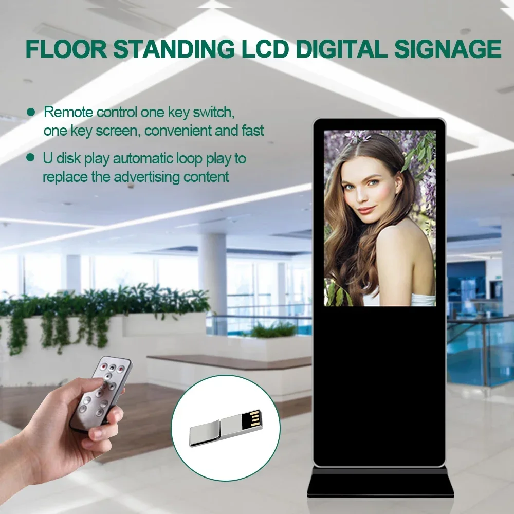 VETO LCD 43 49 55 Inch Indoor Vertical Totem Android Advertising Video Display Free Standing Digital Signage Touch Screen Kiosk