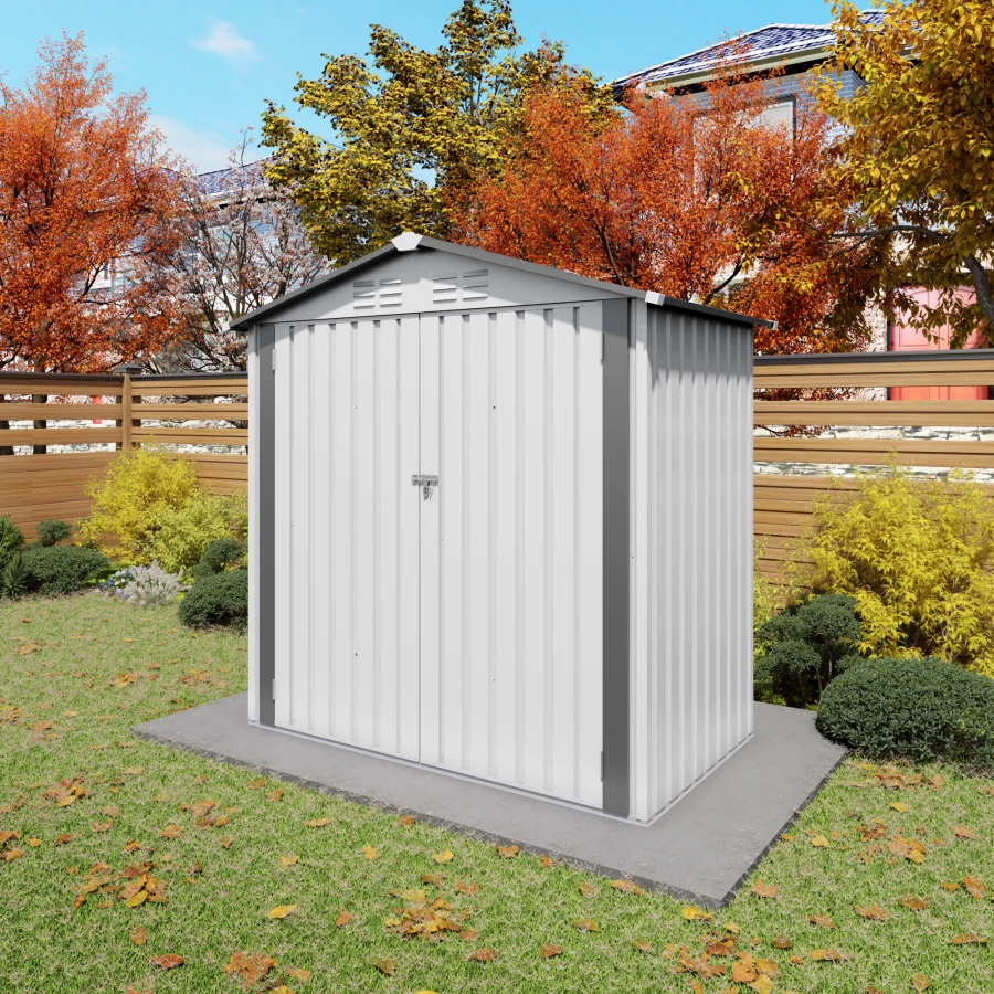 6X3.6FT Metal Storage Shed, Tool Shed with Peaked Roof Waterproof with Clear Window and Lockable Door Compact Tool Shed for Gar