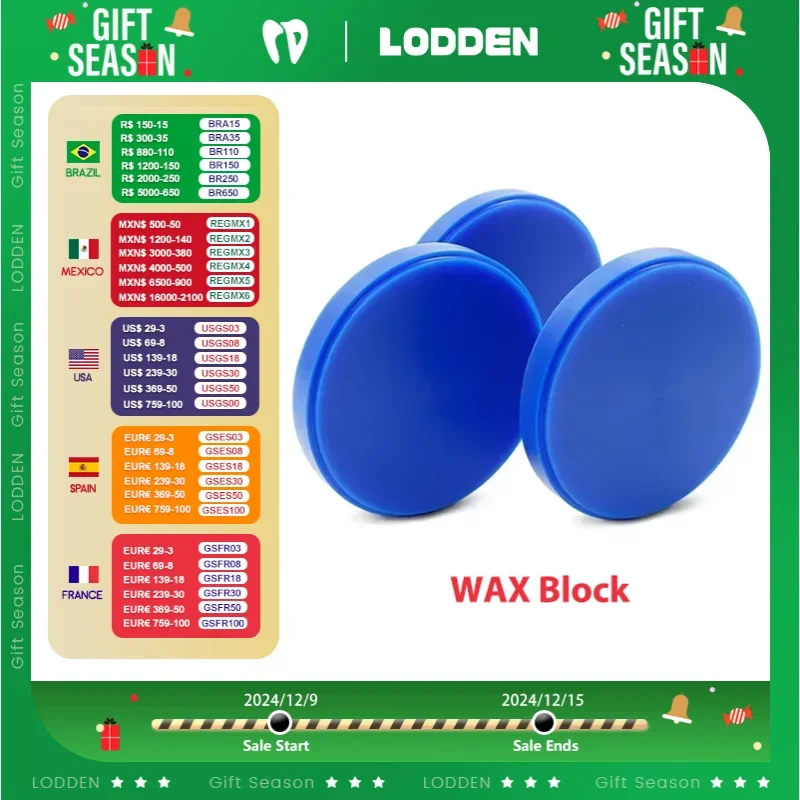 LODDEN Wax Dental Carving Dics Dental Lab for CAD CAM Denture Materials 98*10-25mm Wax Block 1 Piece