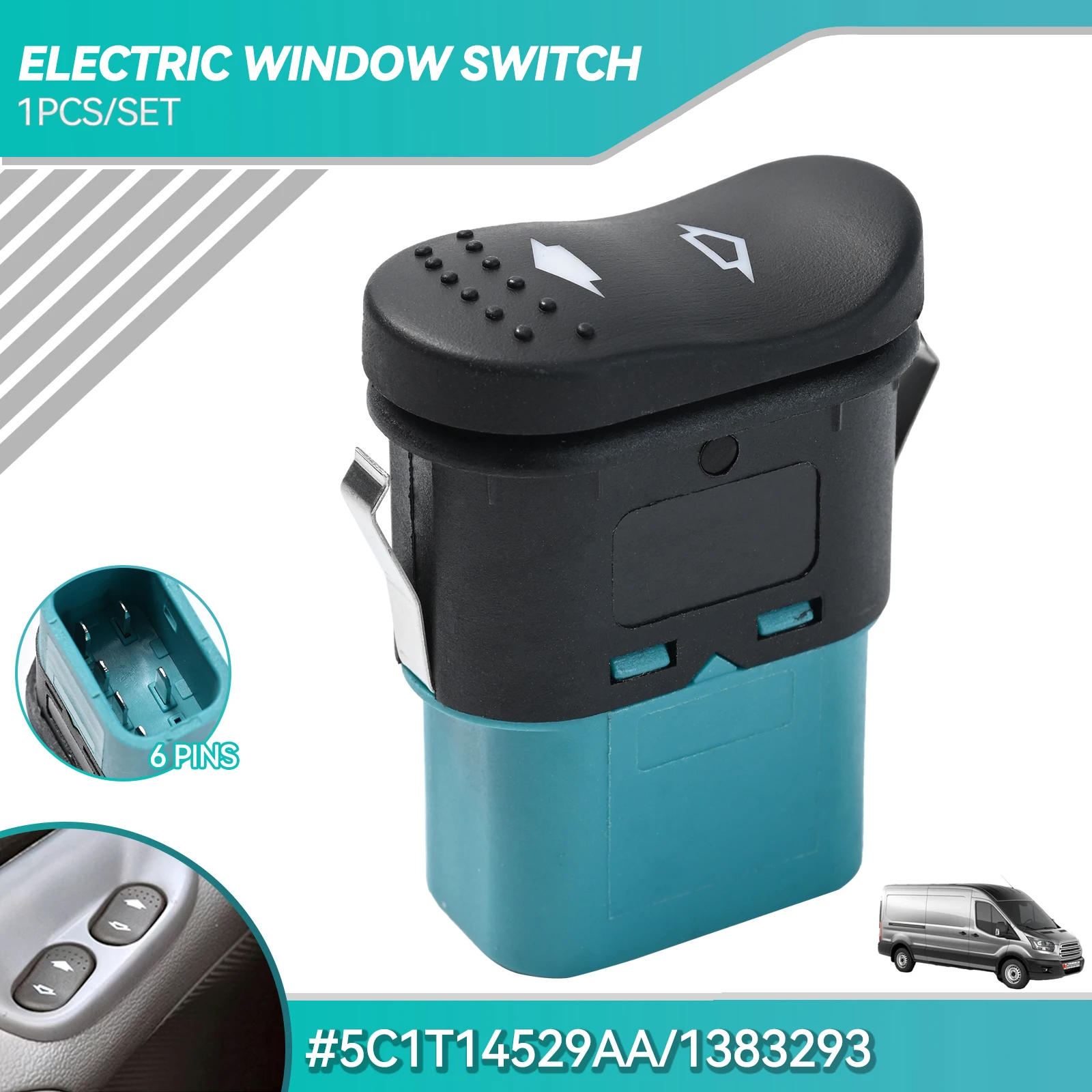 Fit For Ford Transit MK7 Electric Door Window Master Rocker Lifter Control Switch Front Left Right 2006-2014 1383293 5C1T14529AA