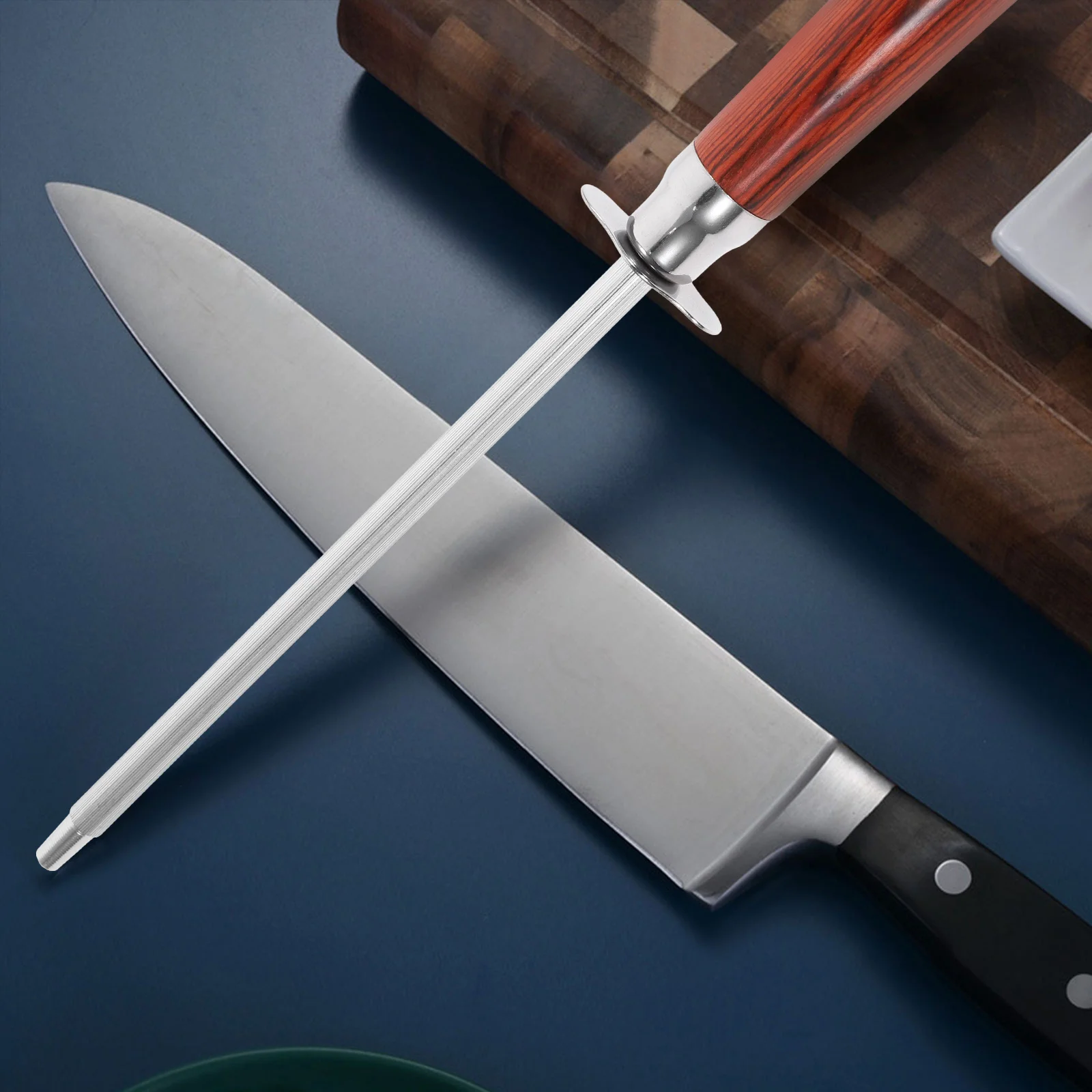 

Stainless Steel Cutter Sharpening Rod Professional Kitchen Honing Stick Multi-Functional Sharpener Ergonomic Handle