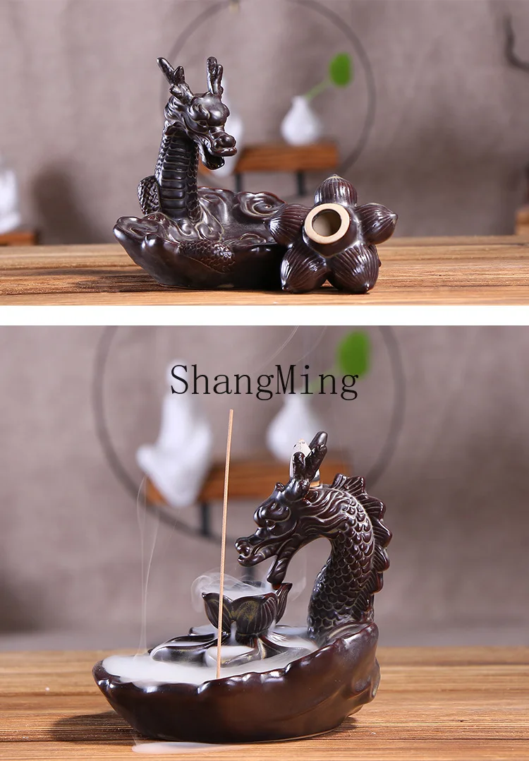 

PYH factory direct sales backflow incense burner ceramics, tea ceremony aromatherapy burner creative large dragon smoke