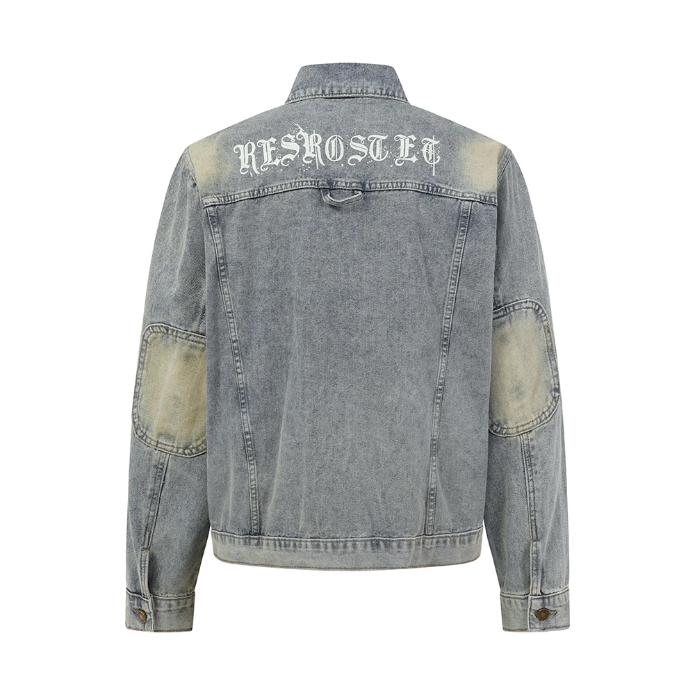 New Fashion Solid Color Blue Button Jeans Jacket for Men and Women Lapel Washed Retro Windbreaker Autumn Denim Coat Oversized