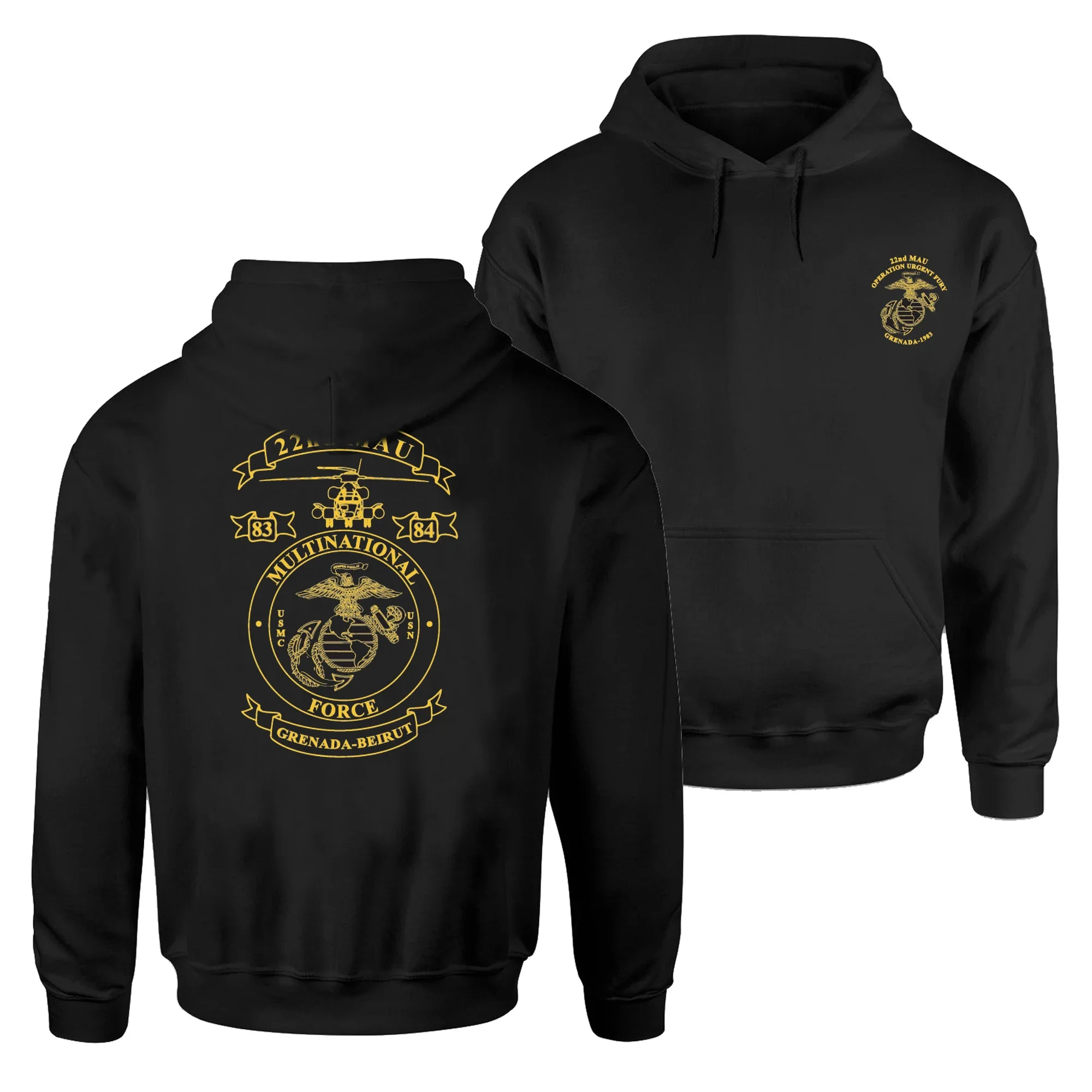 US Marine Corps 22nd MAU Grenada Operation Urgent Fury Pullover Hoodie 100% Cotton Comfortable Casual Mens Sweatshirt Streetwear