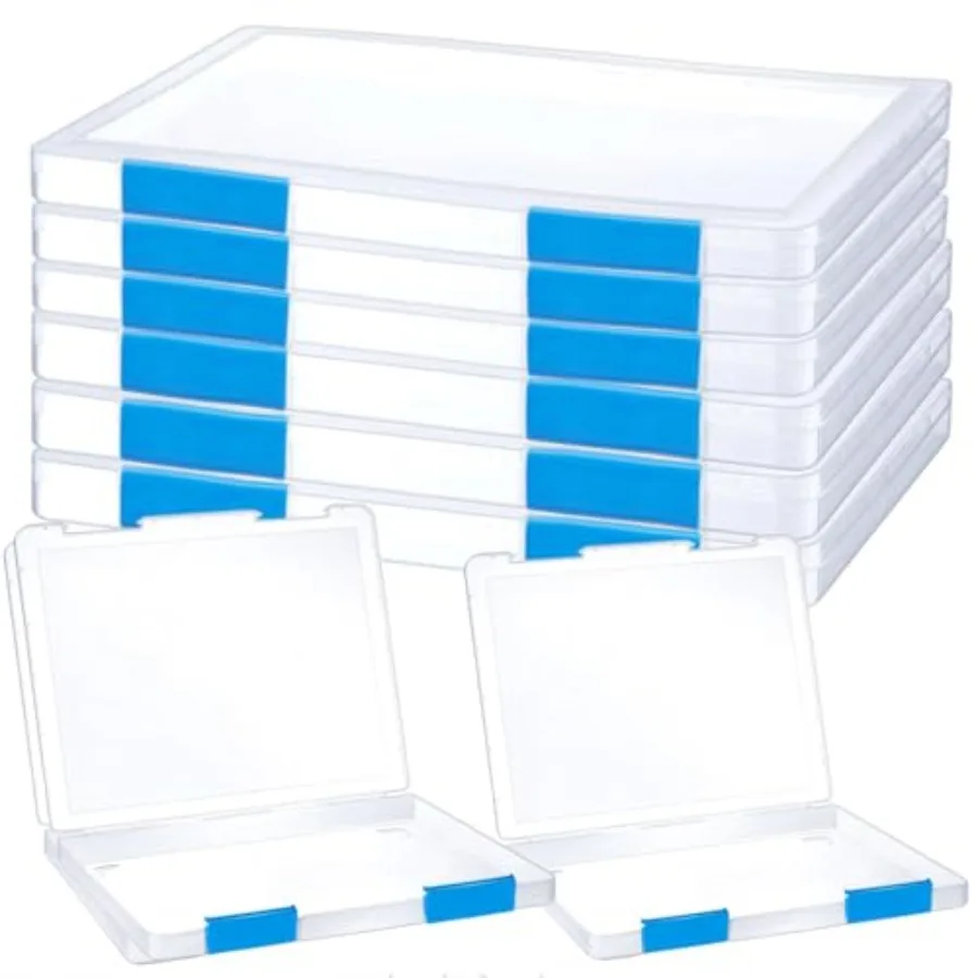 Paquete de 6 estuches portátiles para archivos A4, caja de almacenamiento de plástico para papel de carta de 8,5 x 11 pulgadas, soporte para documentos, revistas, álbumes de recortes