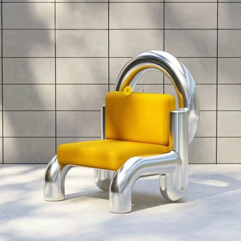 Electroplating circle chair special-shaped fiberglass model house villa donut sofa chair