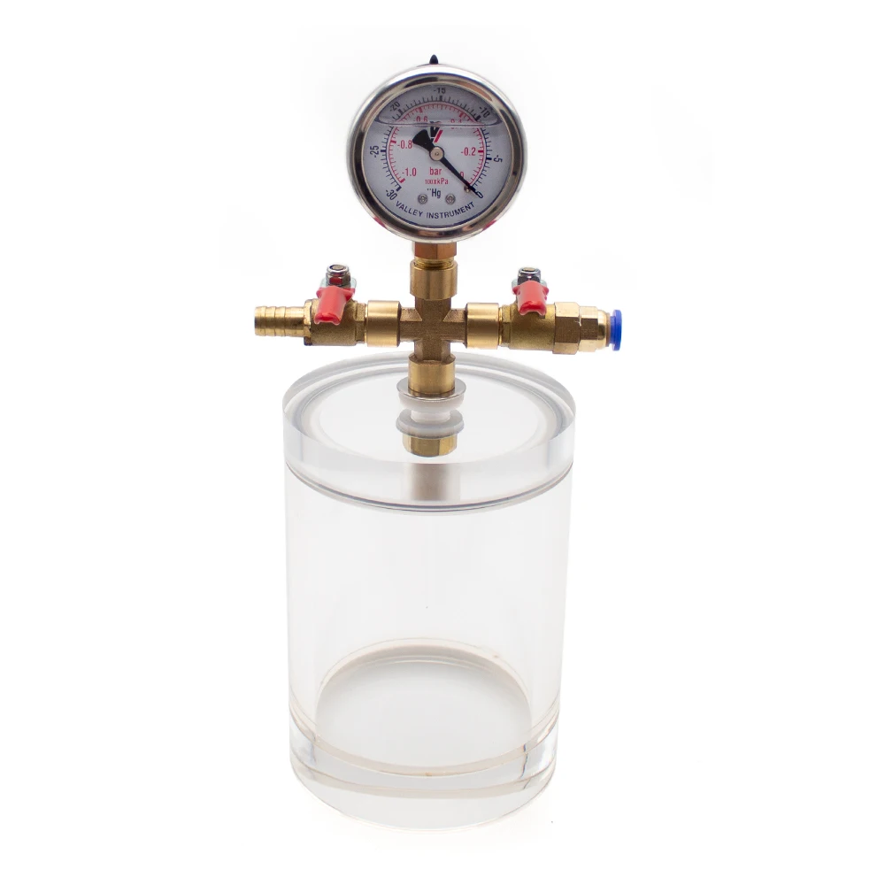 Vacuum Degassing Chamber Transparent Acrylic Desiccator with Gauge 100x140mm 1L for Resin Epoxy Bubble Removal