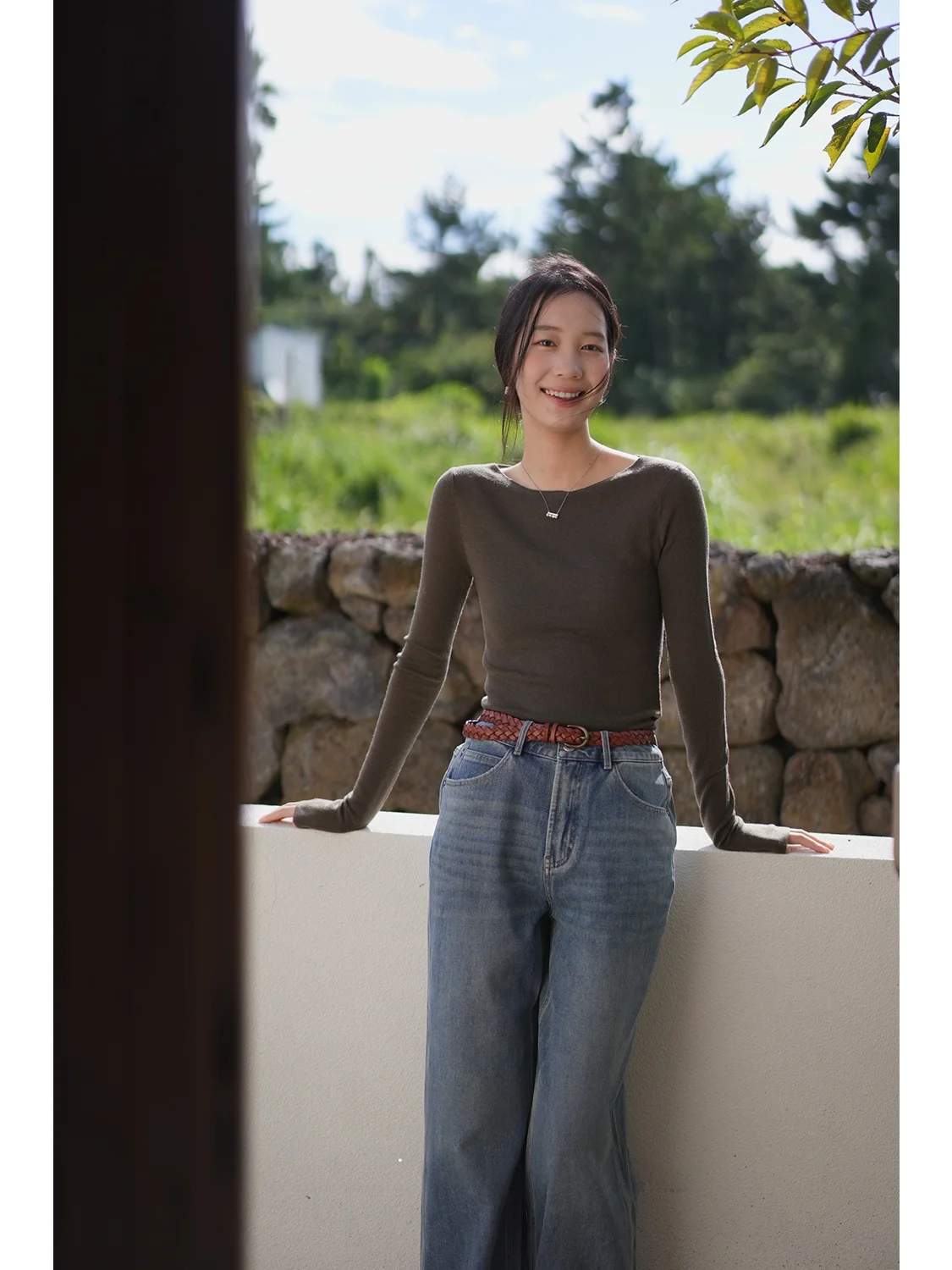 

Женская приталенная вязаная базовая кофта Roro eep из шерсти с одним открытым плечом, повседневная, с длинным рукавом, стандартной длины, цветная