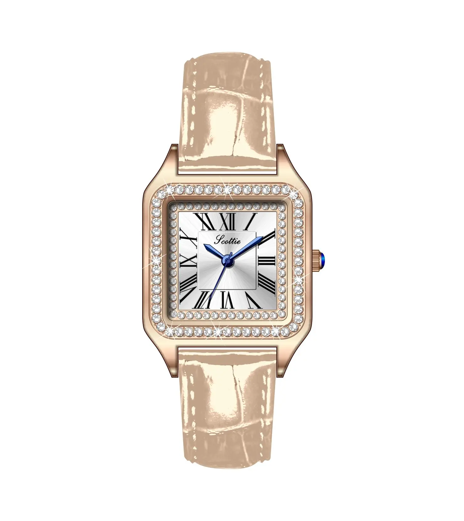 Numeri romani in pelle quadrata in acciaio inossidabile per ragazze da donna Rhine st One Display Luxury Birthday Party Dial Strap Watch Gifts