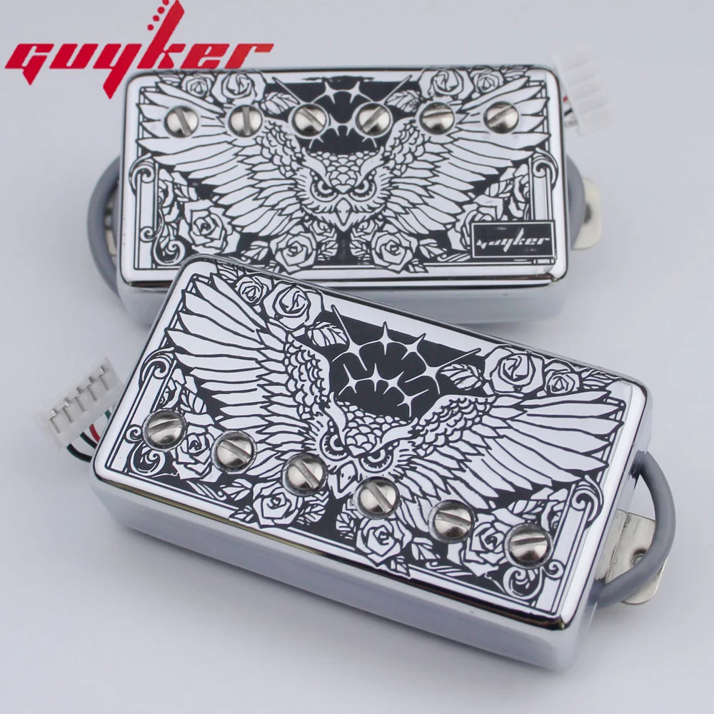 1 Set GUYKER Alnico Humbucker Pickup LP Guitar Chrome Surface Gear Pattern/Eagle/Wings Chart Guitar Pickup