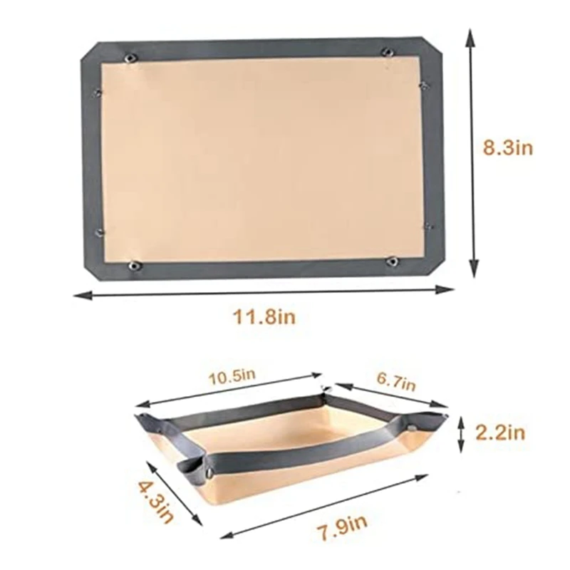 2PC Silicone Fiber Baking Mat With Buckle, No Leak & Non Stick, Corners Snap Together To Form Leakproof Baking Tray