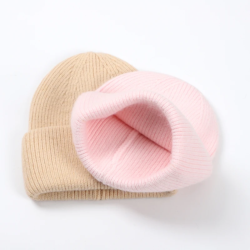 Winter Hats For Women Rabbit Fur Beanie Hat Woman Knitted Skullies Beanies Solid Wool Soft Autumn Winter Cashmere Caps Bonnet