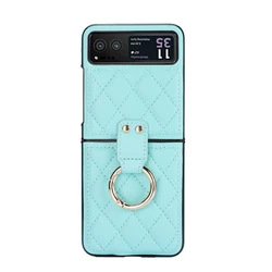 Luxury Fashionable metal ring quilting PU Leather Cover For Motorola Razr 50 Ultra 40 Ultra Fall prevention Phone Case