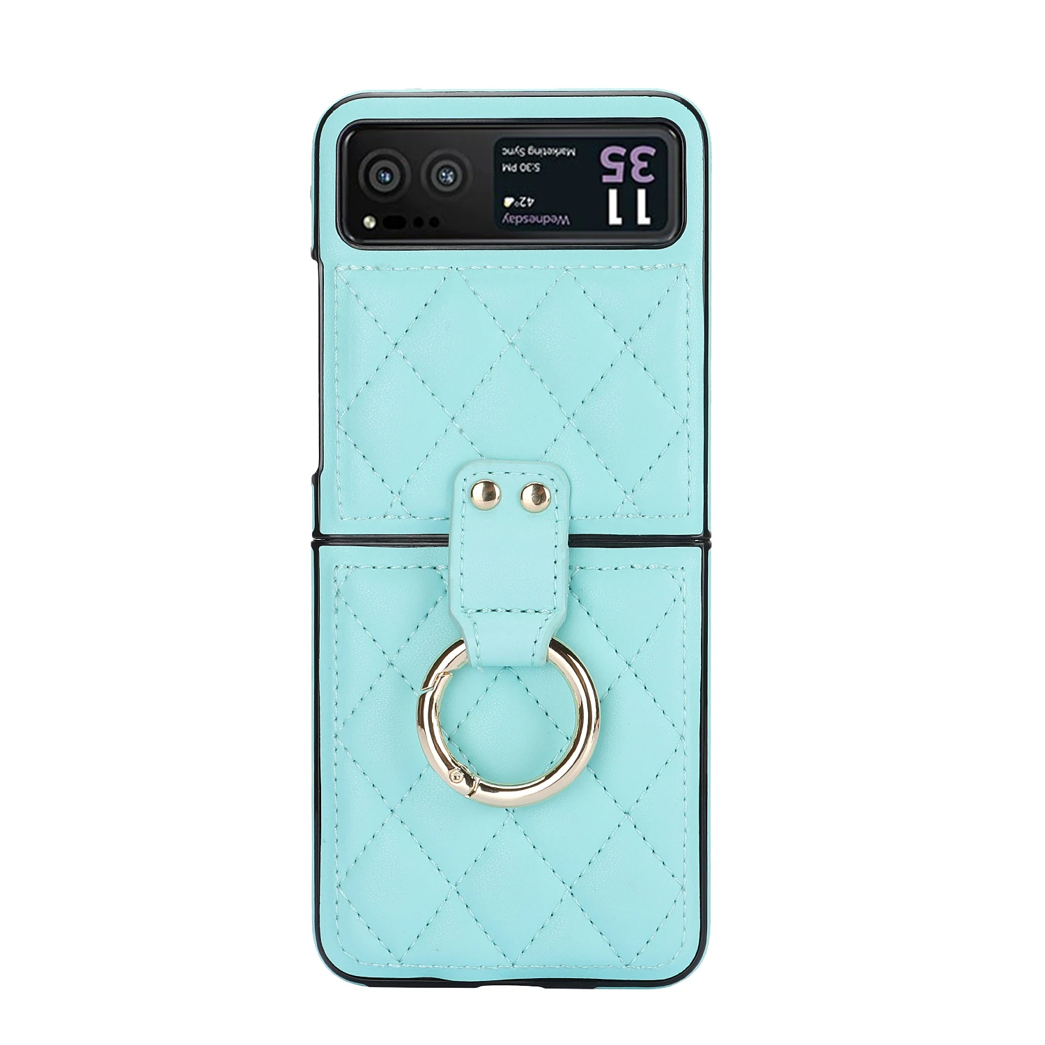 Luxury Fashionable metal ring quilting PU Leather Cover For Motorola Razr 40 Fall prevention Phone Case For Motorola Razr40