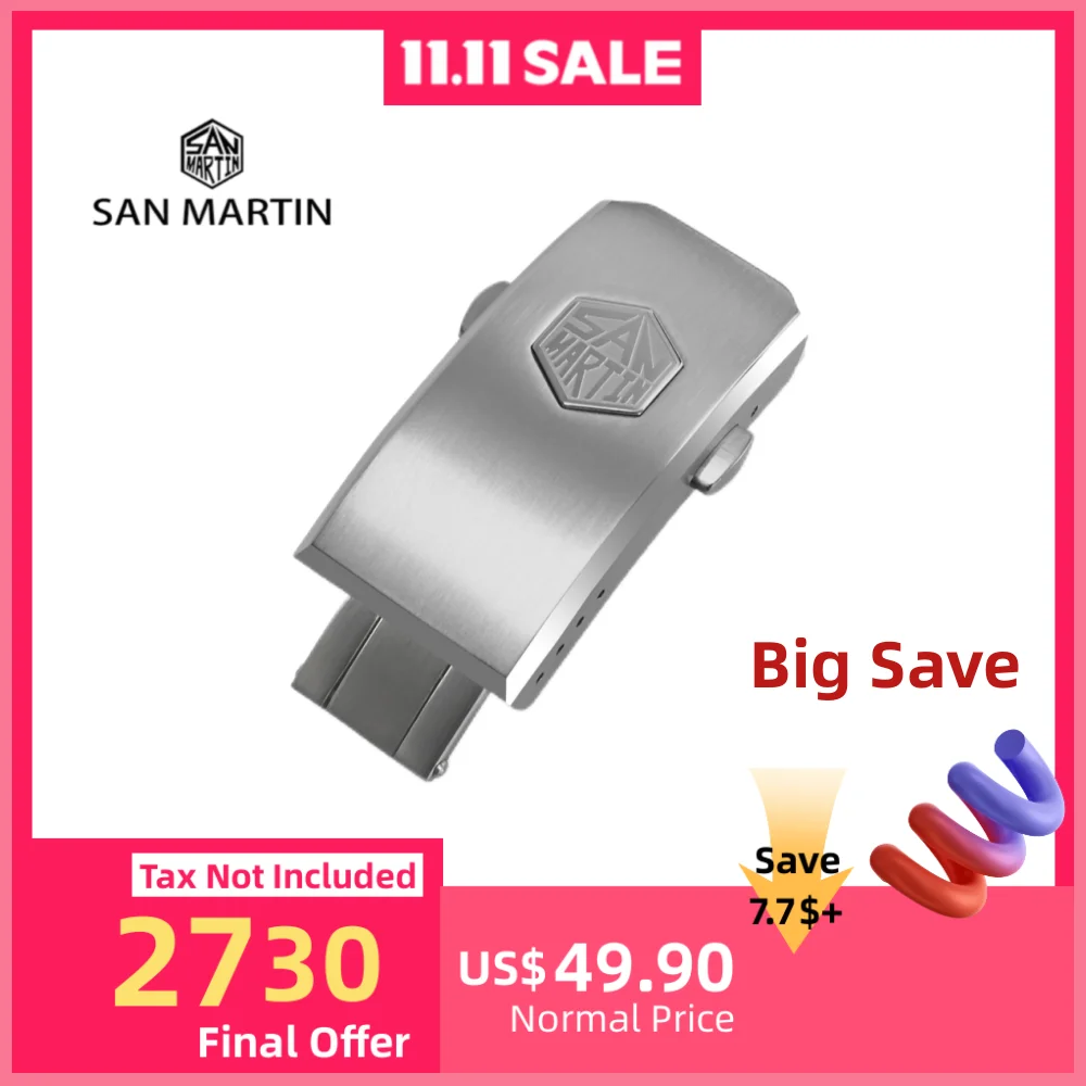 

San Martin Folding Clasp With Safety 2-Hole 4-Hole Micro Adjust For 16mm 18mm Watch Bracelet Stainless Steel SN0020 SN0021