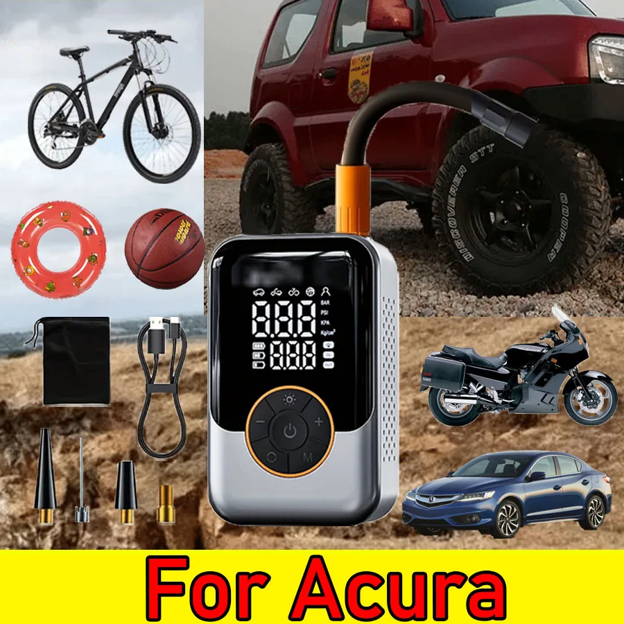 

Портативный воздушный насос для Acura, беспроводной автомобильный насос для накачивания шин, электрический воздушный компрессор, ЖК-дисплей, воздушный инжектор для велосипеда, автомобиля, мотоцикла