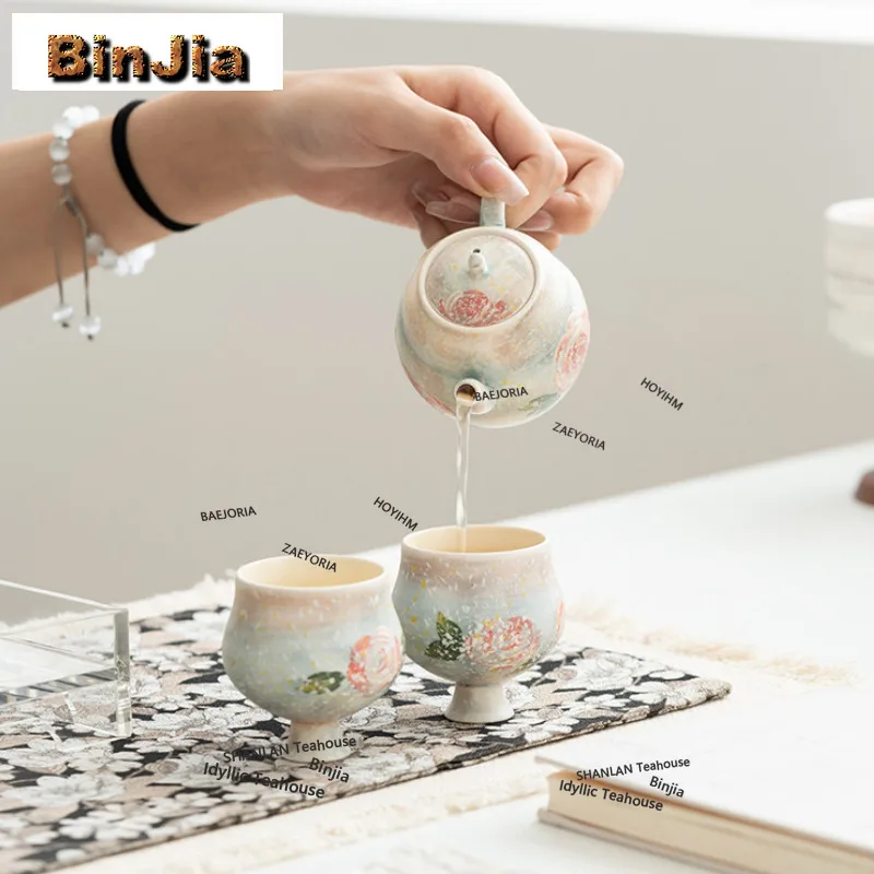 BAEJORIA Relief Rose Gourd Teapot Antique Tea Infuser Pot Tea Maker Kettle With Strainer White Tea Tea Services Accessories Gift