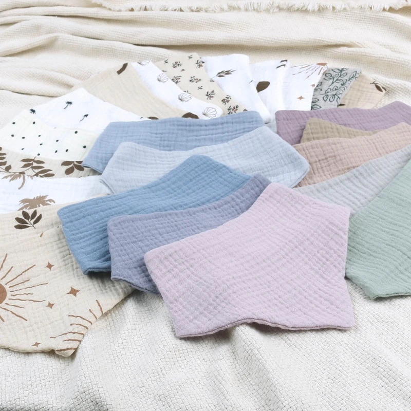 4Pcs/Lot Baby Bibs Muslin Cotton Stuff Newborn Solid Color Snap Button Soft  Saliva Towel Burp Cloth Feeding Drool Bibs