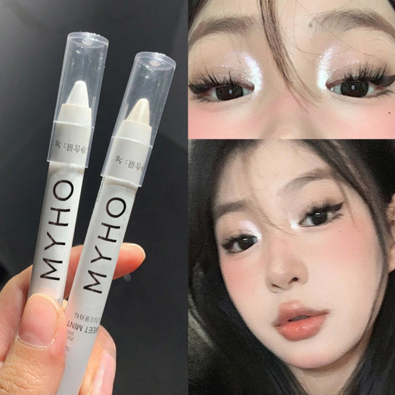 Crayon Eyeliner blanc mat perle, éclaircissant pour la tête des yeux, surligneur Flash, bâton de fard à paupières, imperméable, stylo ver à soie couché, cosmétique